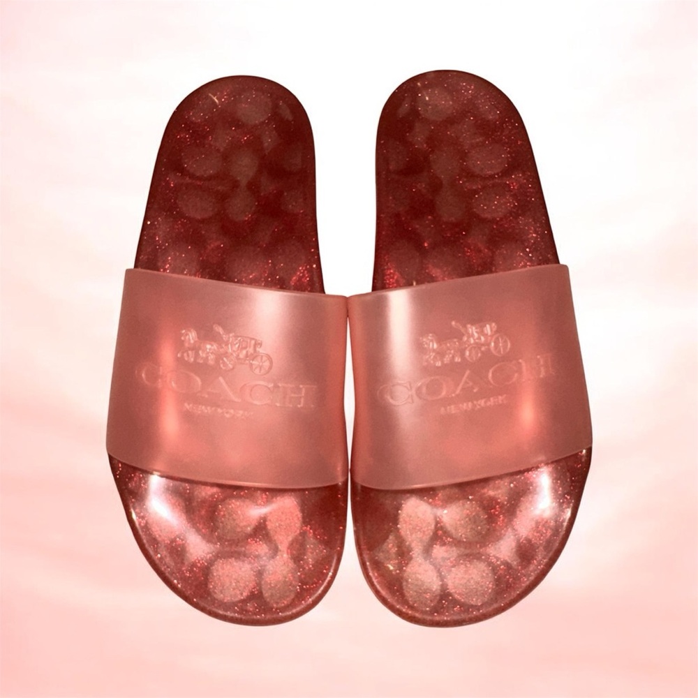 Coach Pink Glitter Slide Sandals